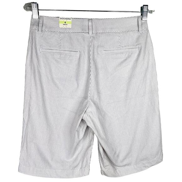 Dockers Womens Shorts 4 Ideal Fit Mid Rise Metro Bermuda Stripes New - Picture 2 of 11